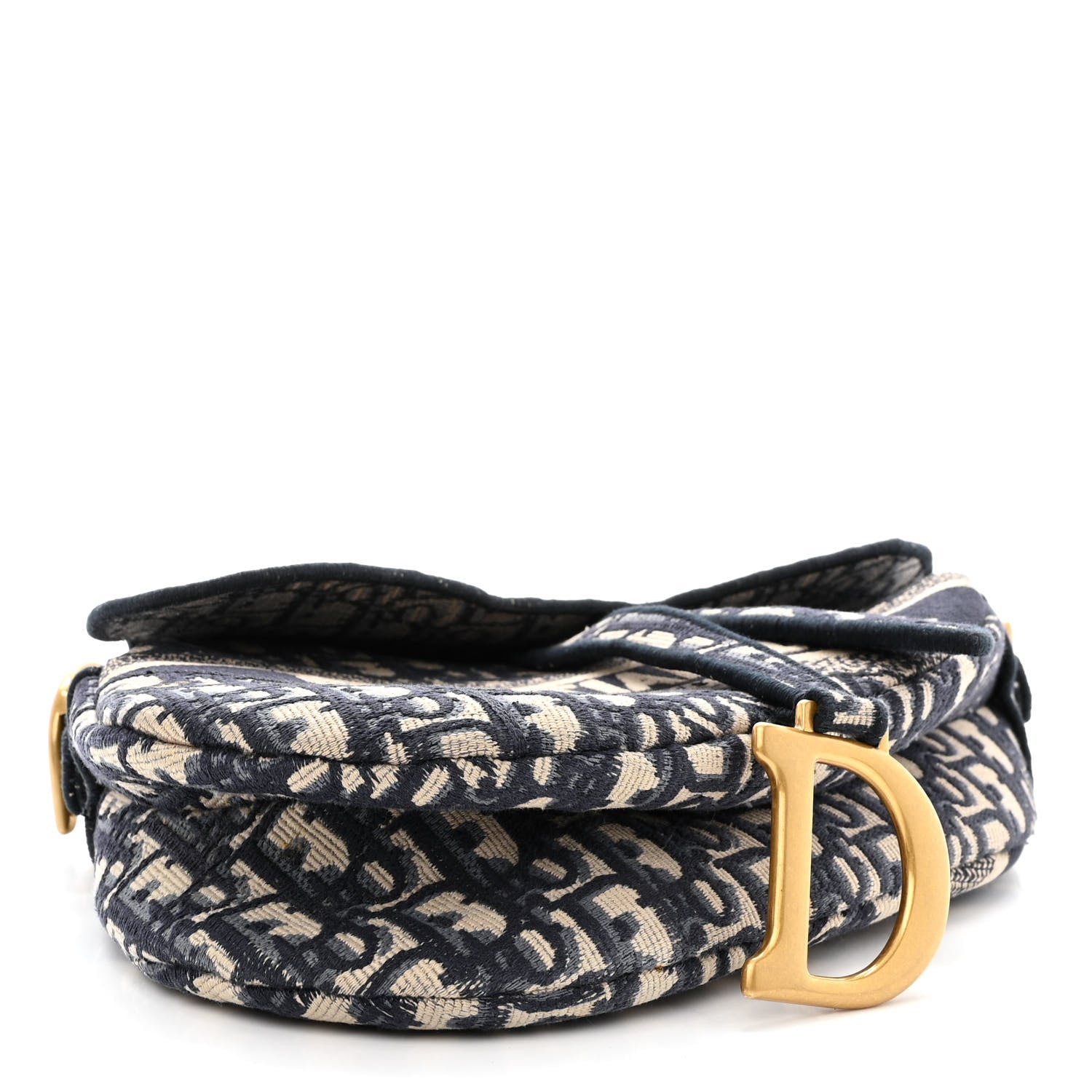 Christian Dior Oblique Embroidered Saddle Bag Blue 4 of 11