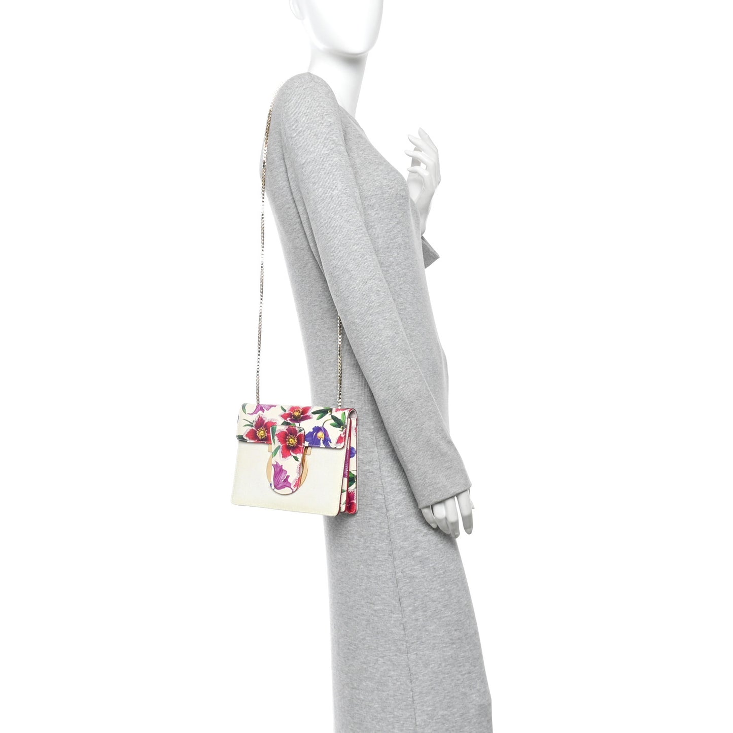 Canvas Calfskin Thalia Crossbody Bag White Multicolor
