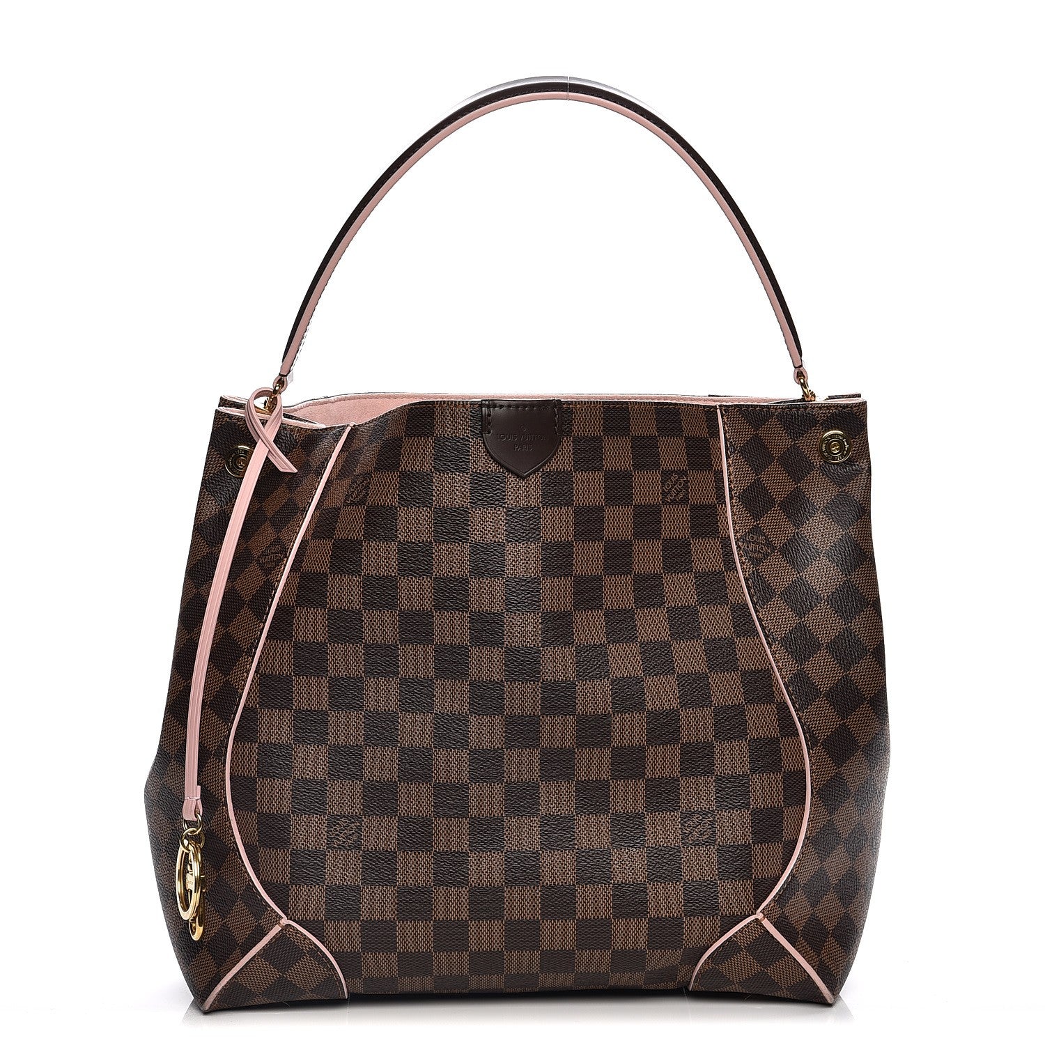 Louis Vuitton Damier Ebene Caissa Hobo Rose Ballerine 1 of 8