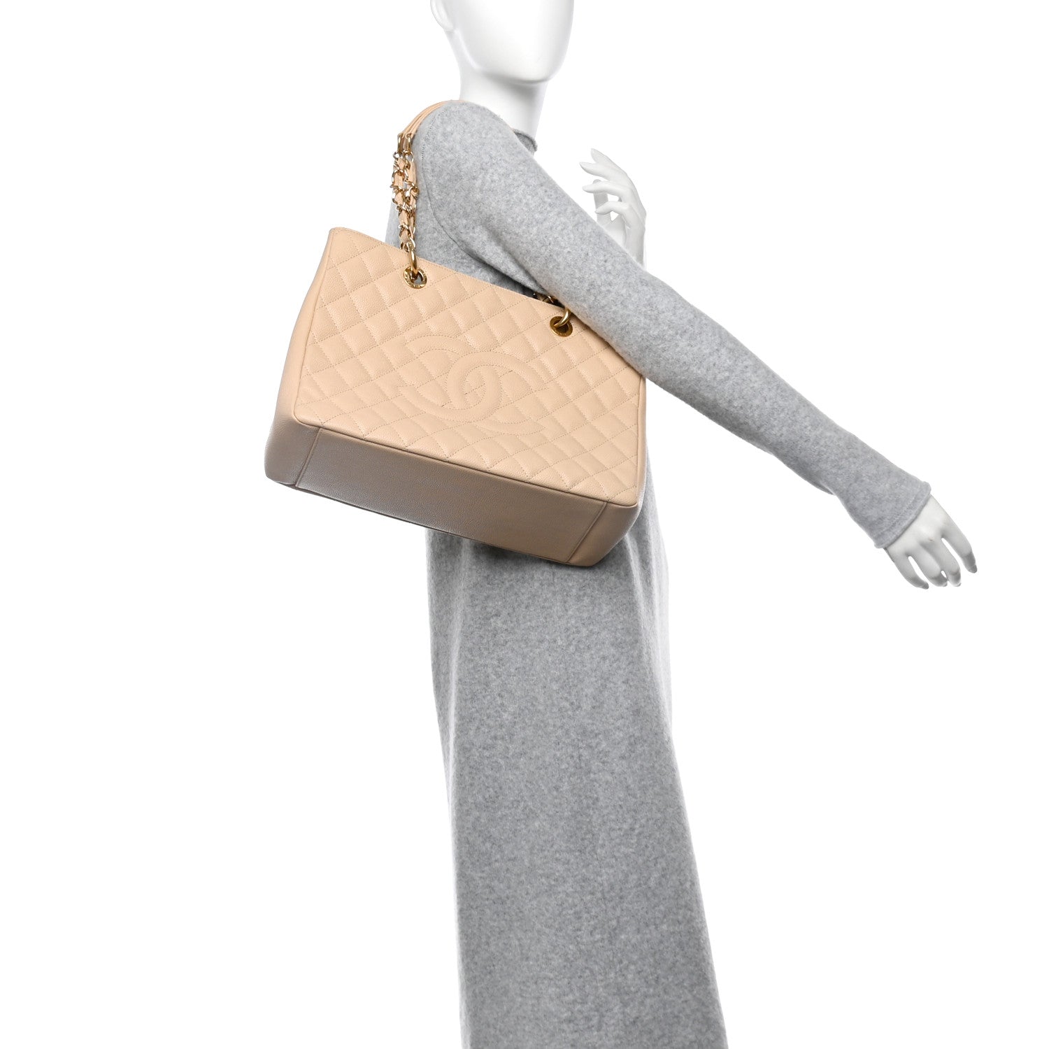 Chanel Caviar Quilted Grand Shopping Tote GST Beige Clair 2 of 12