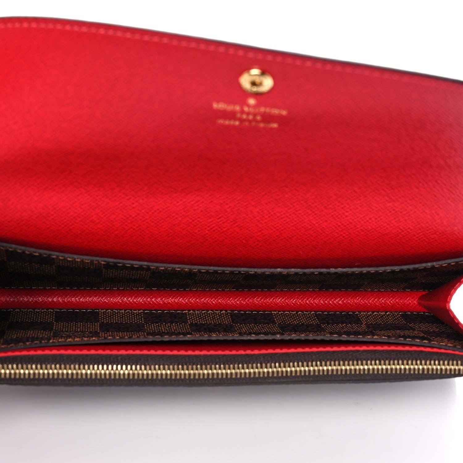 Louis Vuitton Damier Ebene Emilie Wallet Red 5 of 9