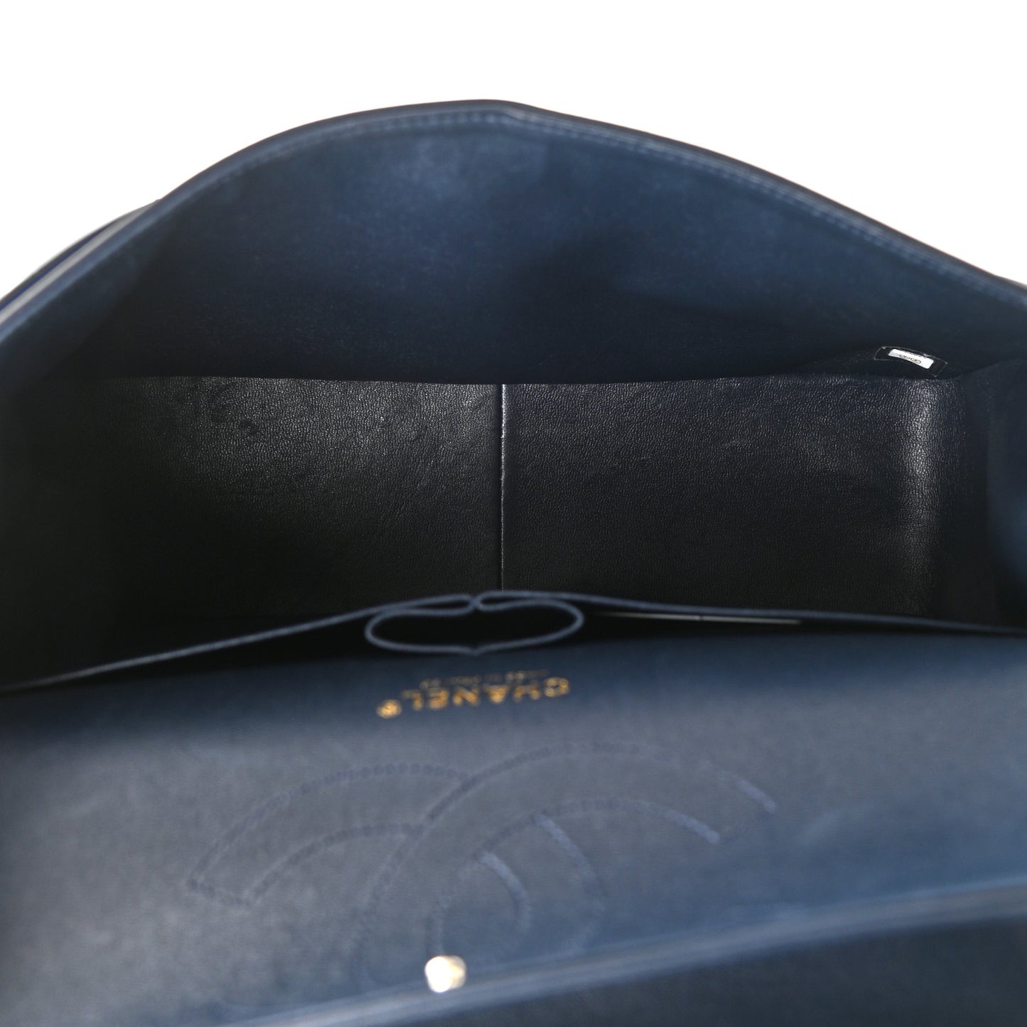 Lambskin Quilted Jumbo Double Flap Navy Blue