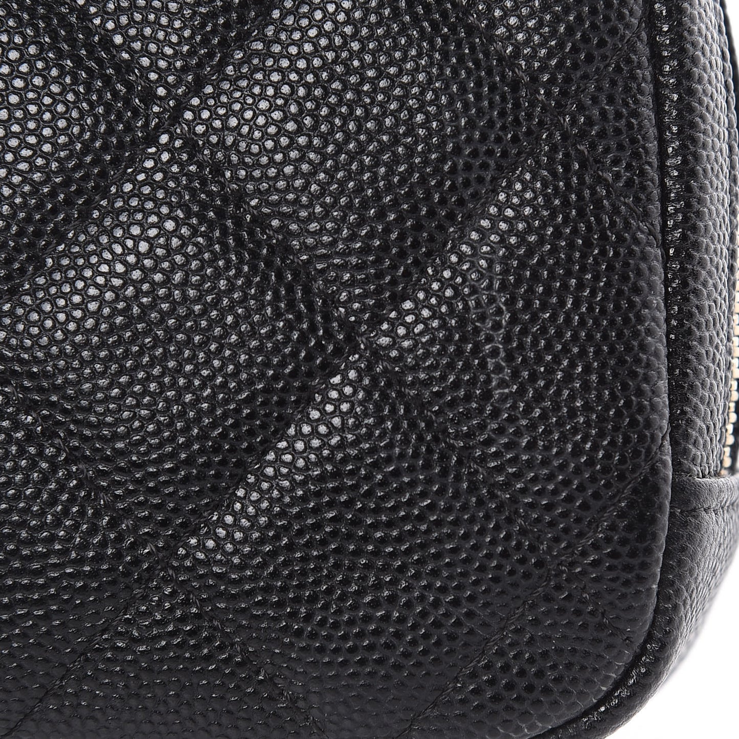 Caviar Quilted Small Curvy Pouch Cosmetic Case Black
