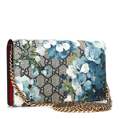 Gucci GG Supreme Monogram Blooms Chain Wallet Blue 3 of 10