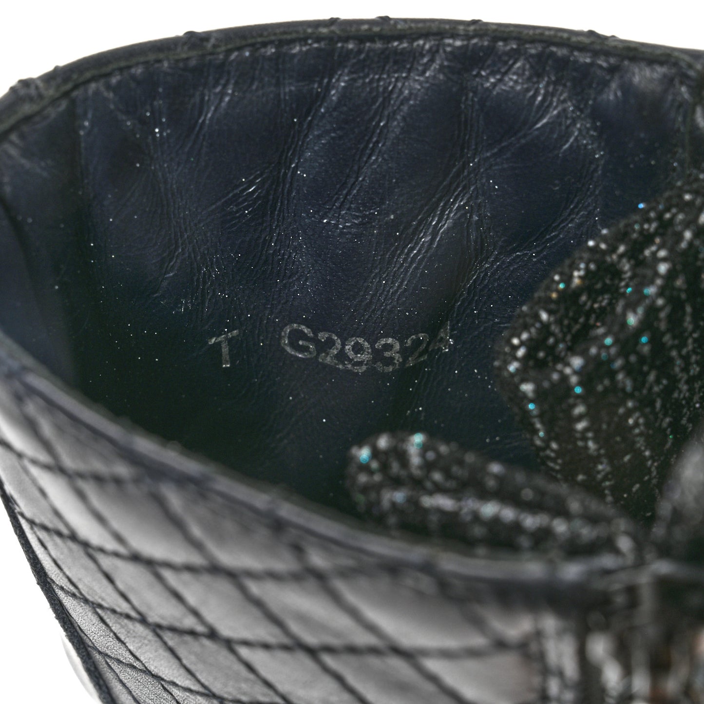 Sheepskin Quilted CC Tall Lace Up Combat Boots 40 Navy