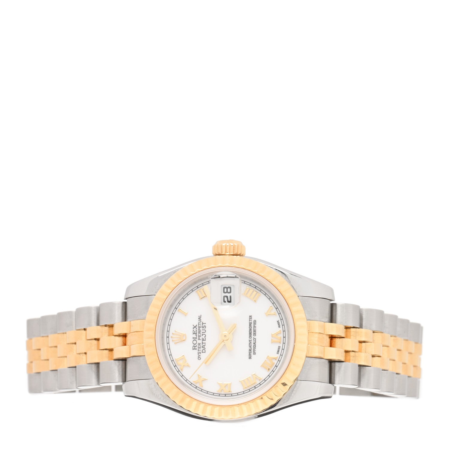 Rolex Stainless Steel 18K Yellow Gold 26mm Oyster Perpetual Datejust Watch White Roman 179173 2 of 4