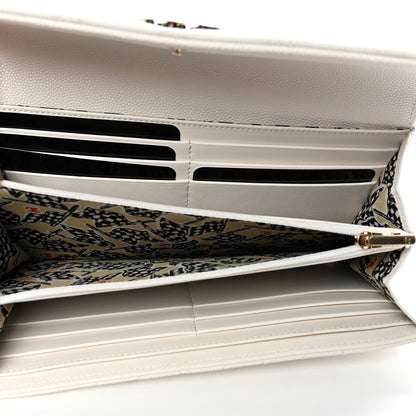 Chanel Caviar Quilted Striated CC Large Gusset Flap Wallet White 5 of 10