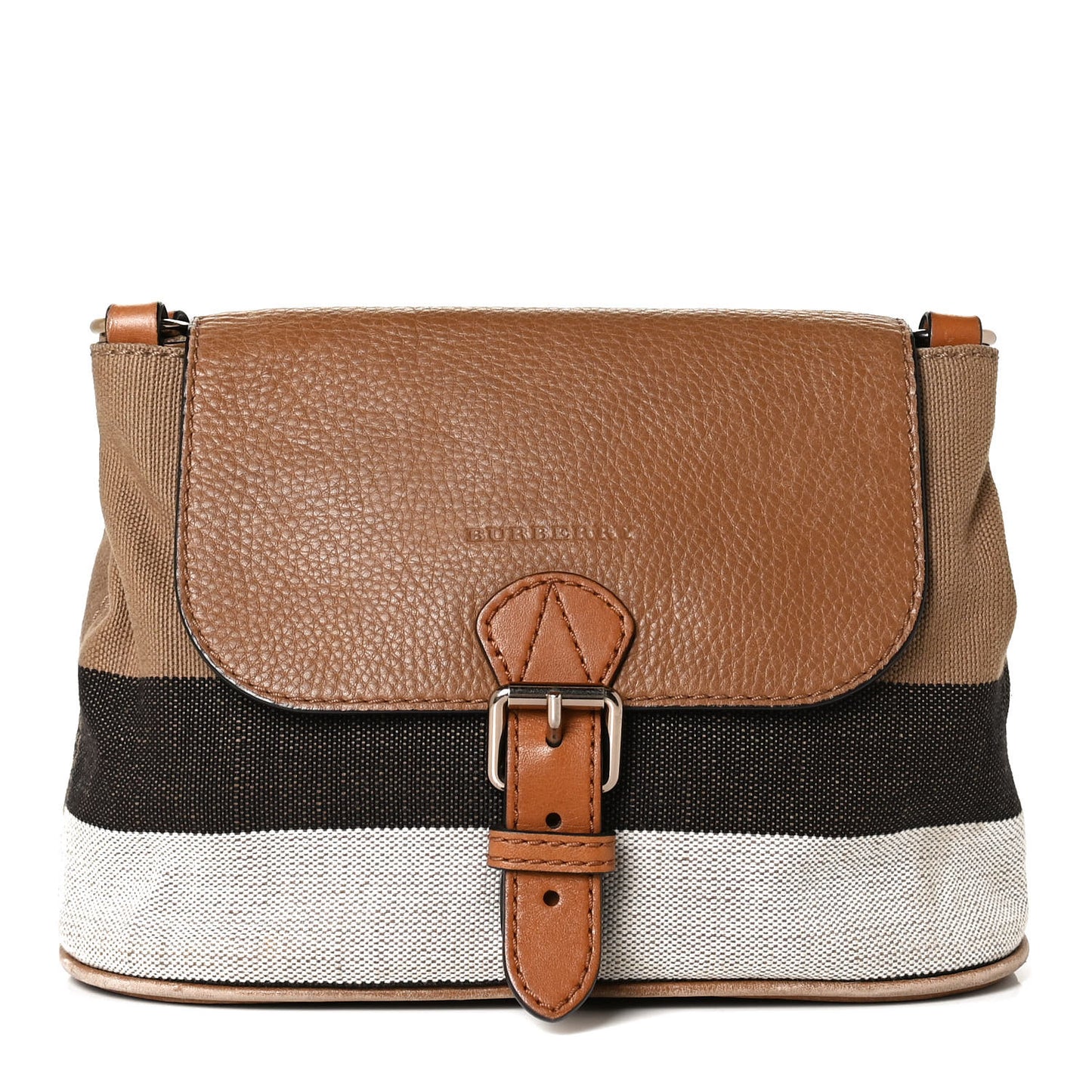 Mega Check Grainy Calfskin Small Gowan Messenger Bag Saddle Brown