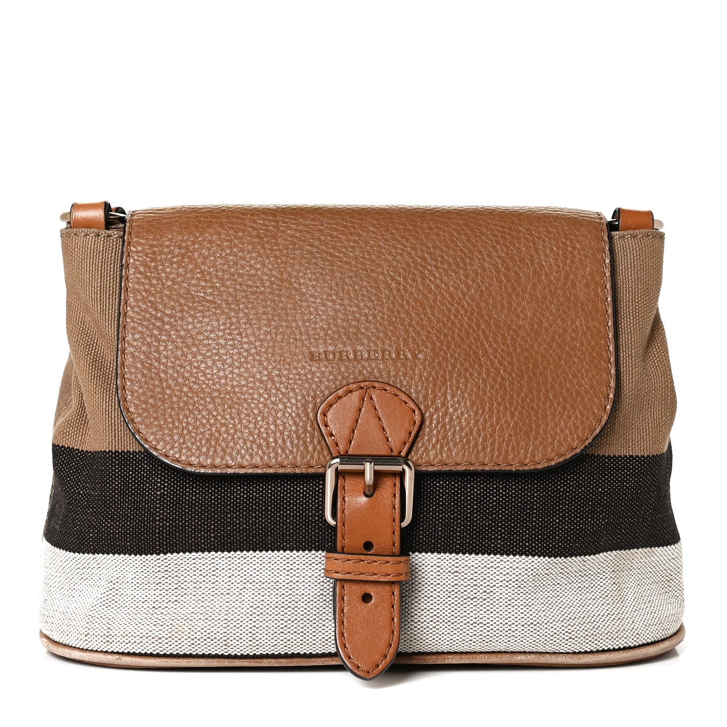 Burberry Mega Check Grainy Calfskin Small Gowan Messenger Bag Saddle Brown 1 of 11
