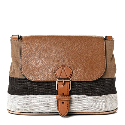 Burberry Mega Check Grainy Calfskin Small Gowan Messenger Bag Saddle Brown 1 of 11
