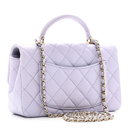 Chanel Lambskin Quilted Mini Top Handle Rectangular Flap Light Purple 3 of 10