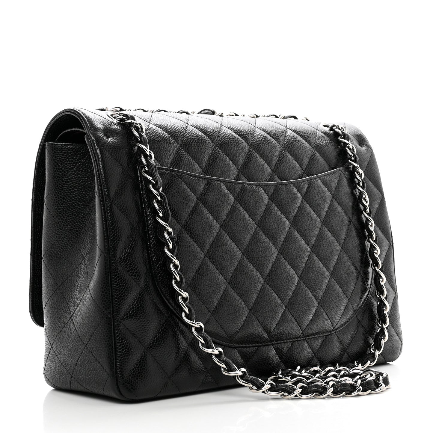 Caviar Quilted Jumbo Double Flap Black
