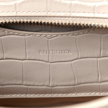 Balenciaga Shiny Supple Calfskin Crocodile Embossed Neo Classic Gold Hardware Mini City Light Beige 6 of 8