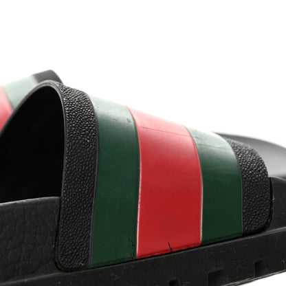Gucci Rubber Web Mens Lug Sole Slide Sandals 6 Black Green Red 9 of 9