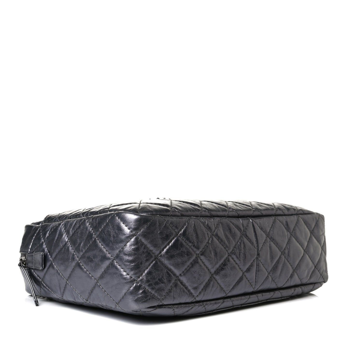 Metallic Aged Calfskin Quilted Large Reissue Camera Case Silver