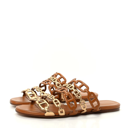 Hermes Nappa Thalassa Sandals 37 Beige Doré 3 of 11