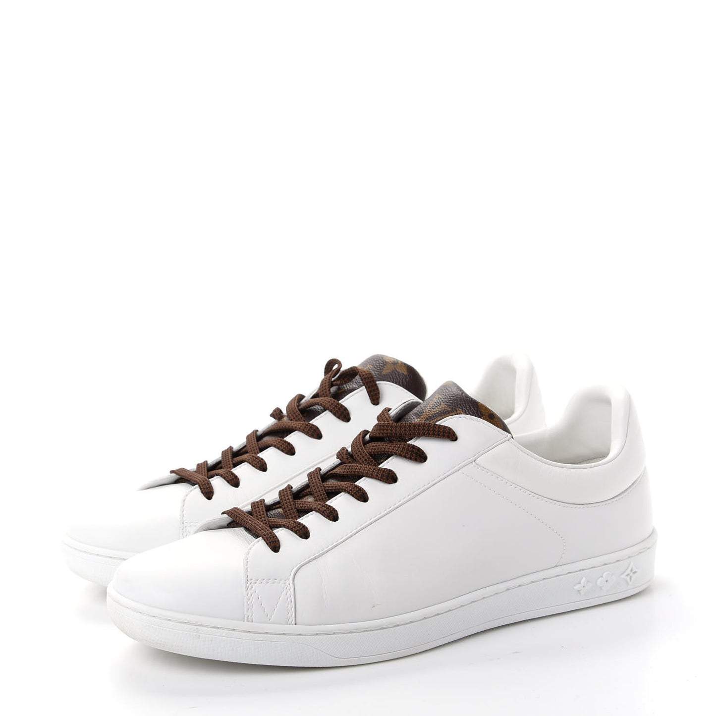Mens Calfskin Monogram Luxembourg Sneakers 7.5 White