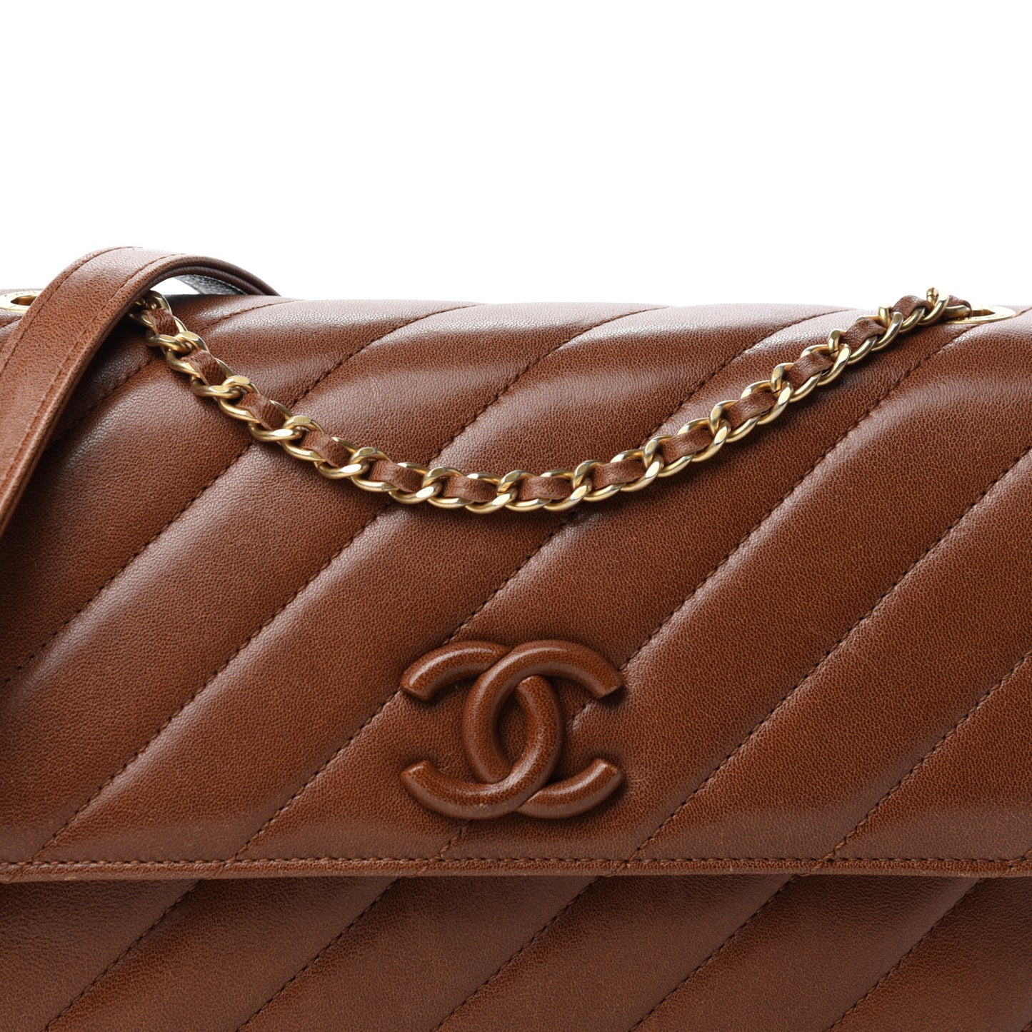 Lambskin Quilted Jumbo Coco Vintage Flap Brown