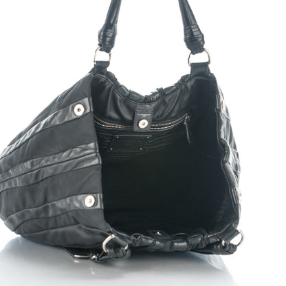 Prada Nappa Tessuto Nylon Mordore Stripes Shoulder Bag Nero Black 5 of 8