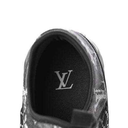 Louis Vuitton Denim Rubber Monogram Tie Dye Mens Fastlane Low Sneakers 9 Black 7 of 9
