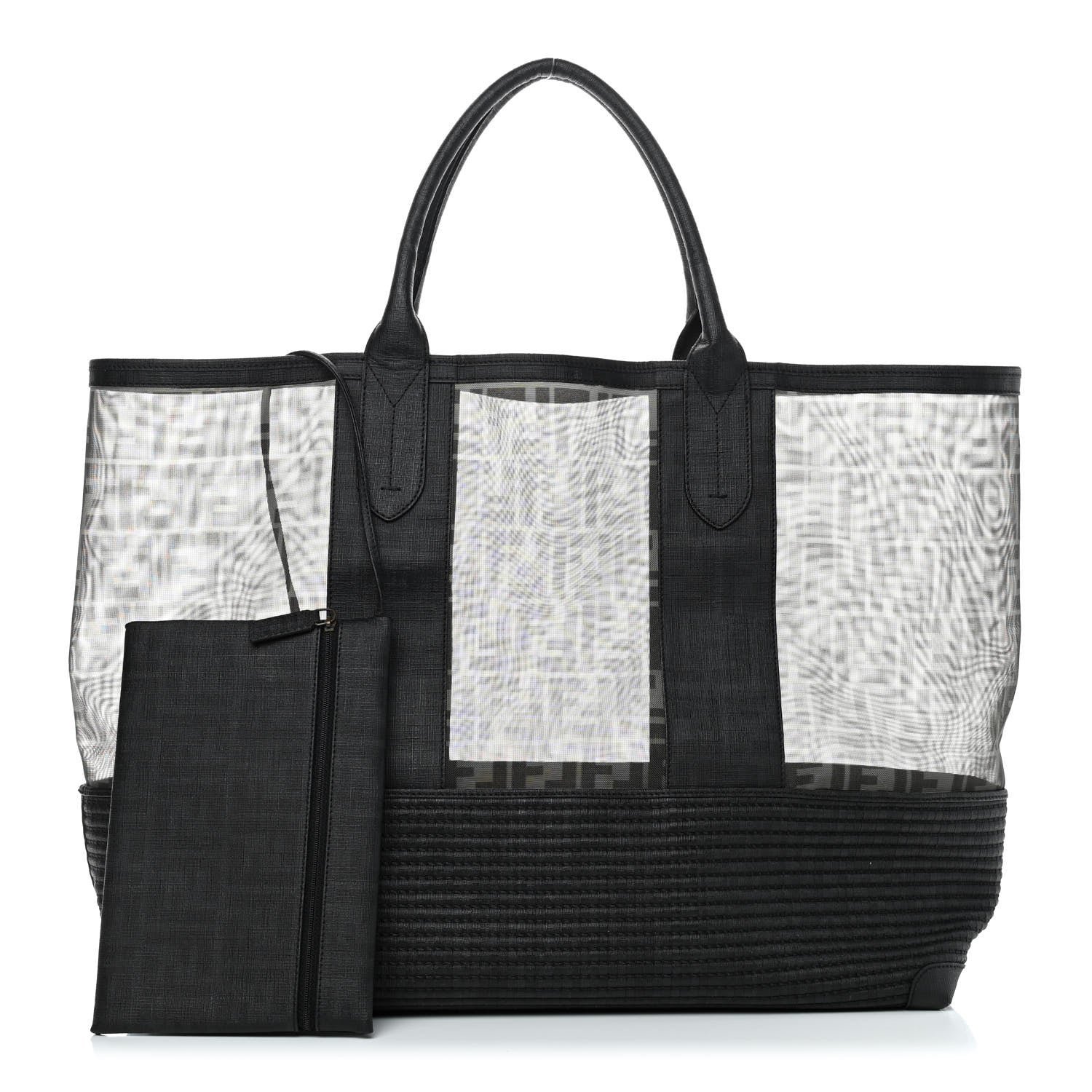 Fendi Mesh Glazed Fabric FF Shopping Tote Black 1 of 14