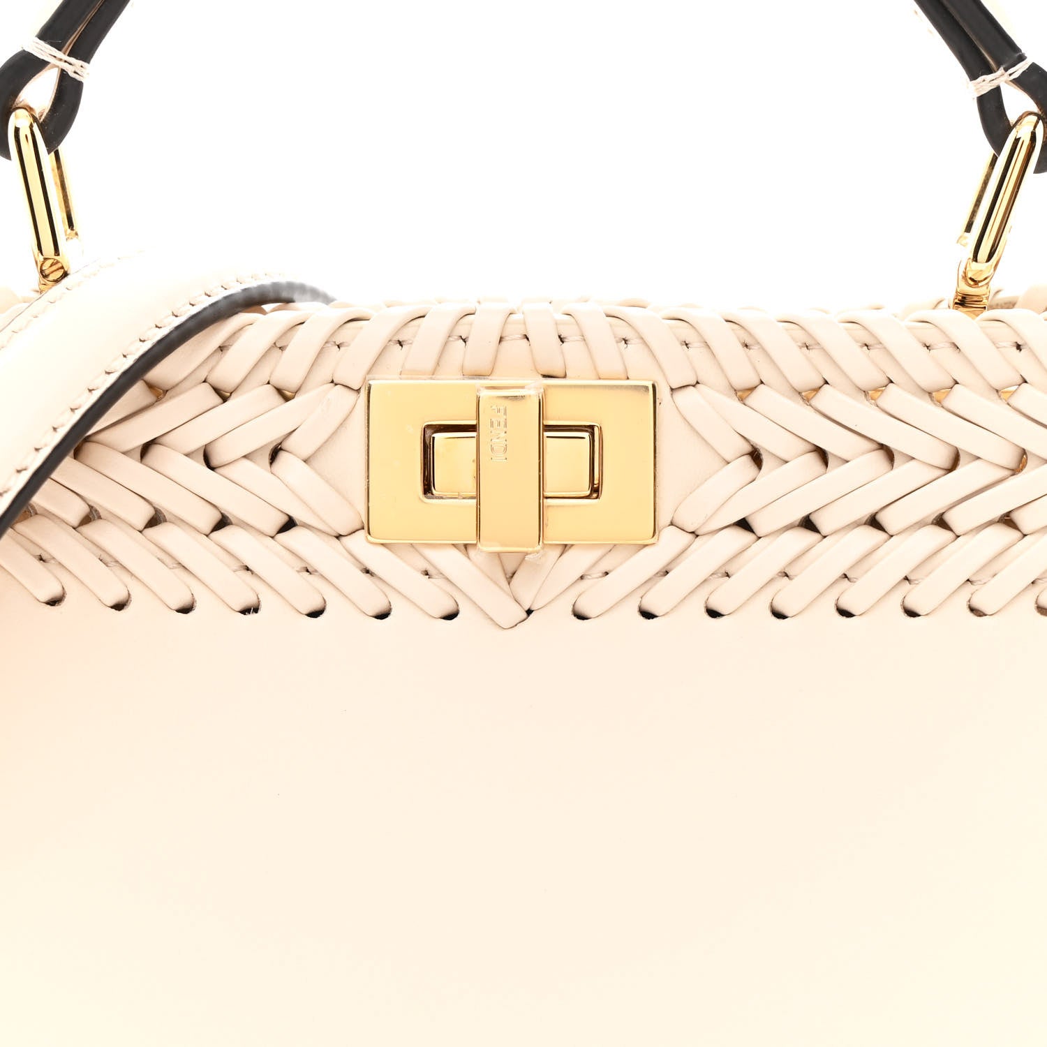 Fendi Vitello King Shiny Nappa Intreccio Petite Peekaboo I SEE U Satchel Camelia 10 of 13