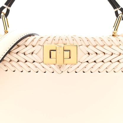 Fendi Vitello King Shiny Nappa Intreccio Petite Peekaboo I SEE U Satchel Camelia 10 of 13