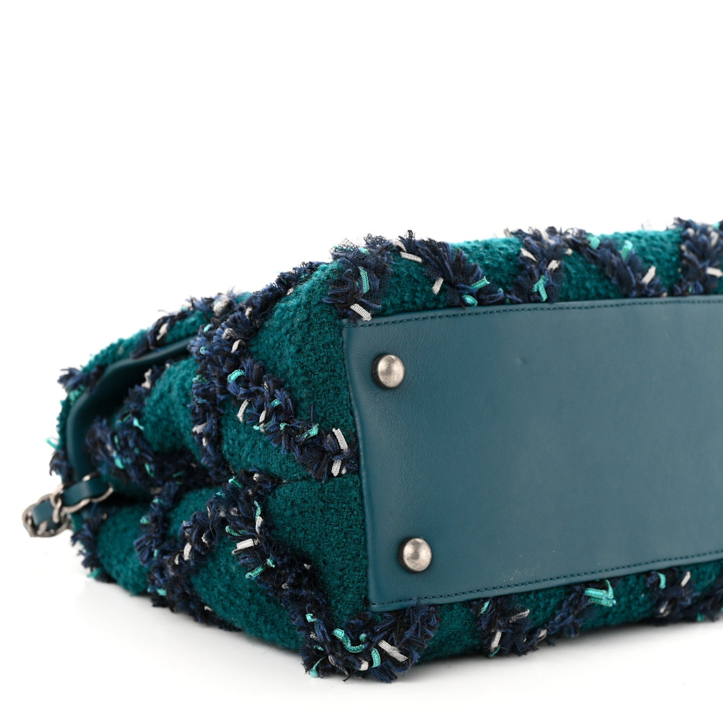 Tweed Lizard Quilted Small Coco Handle Flap Green Multicolor