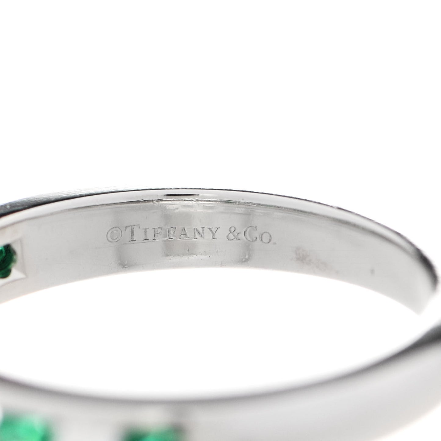 Platinum Diamond Emerald Channel-Set Band Ring 52 6
