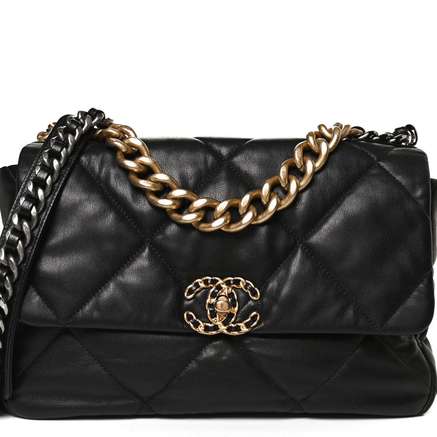 Lambskin Quilted Large Chanel 19 Flap Black