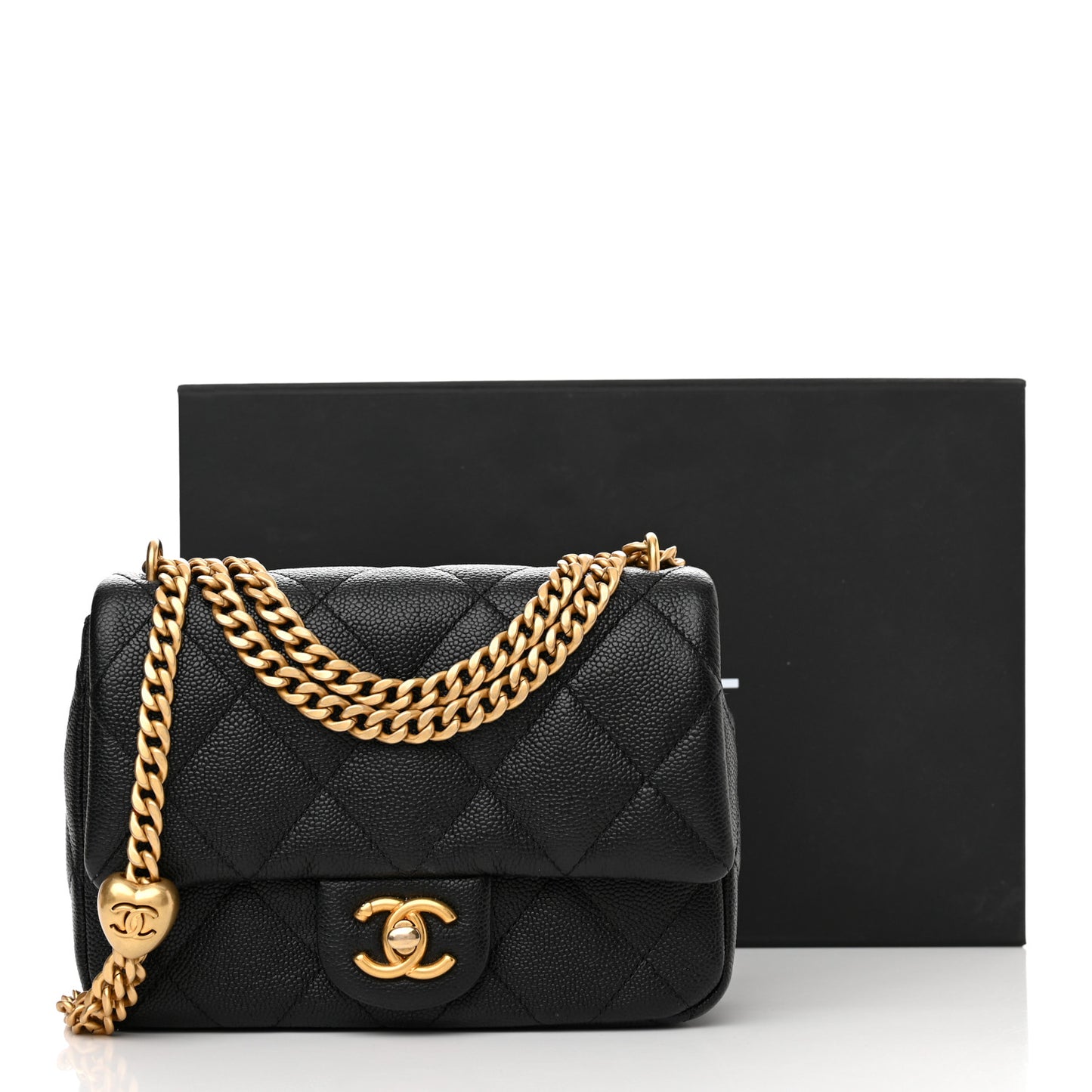 Caviar Quilted Mini Sweetheart Flap Black
