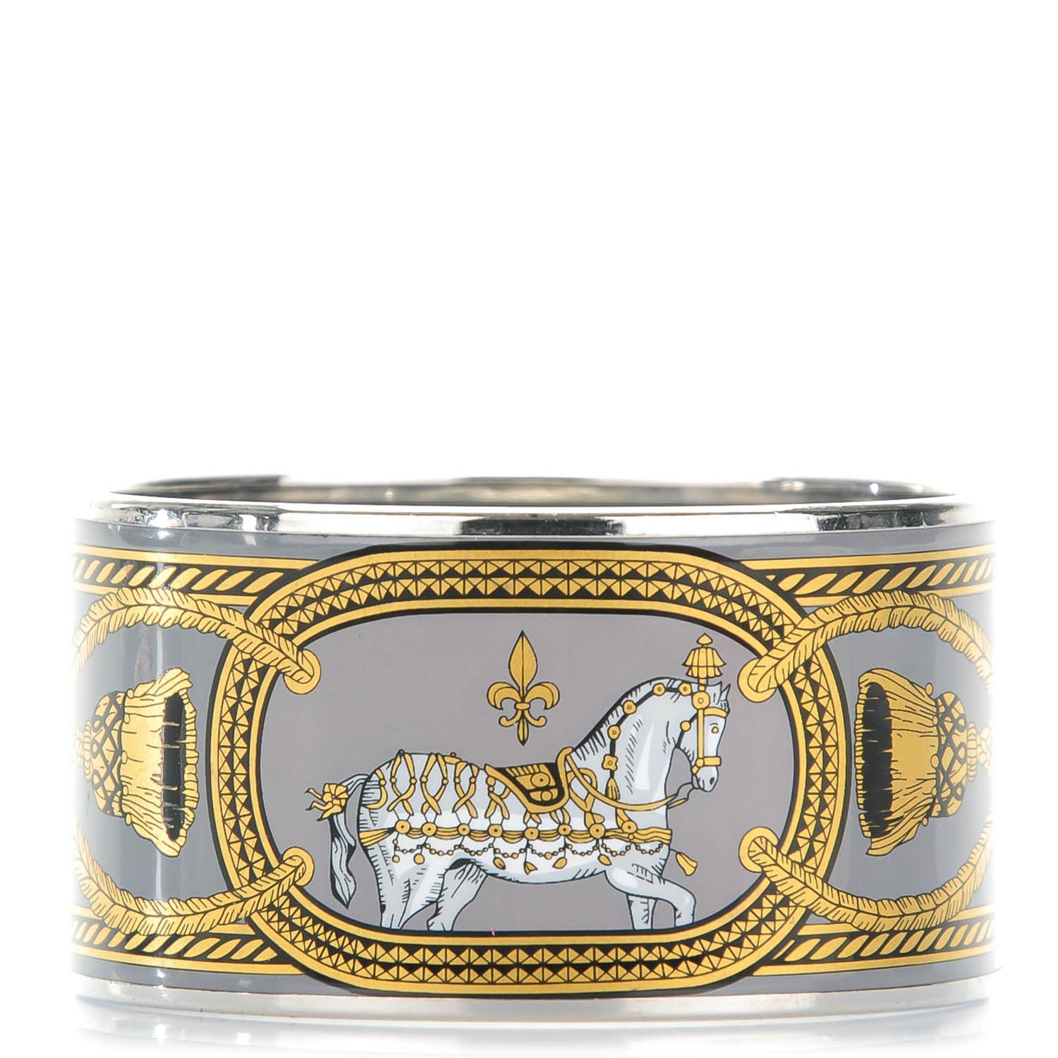 Hermes Enamel Printed Grand Apparat Extra Wide Bracelet 62 1 of 5