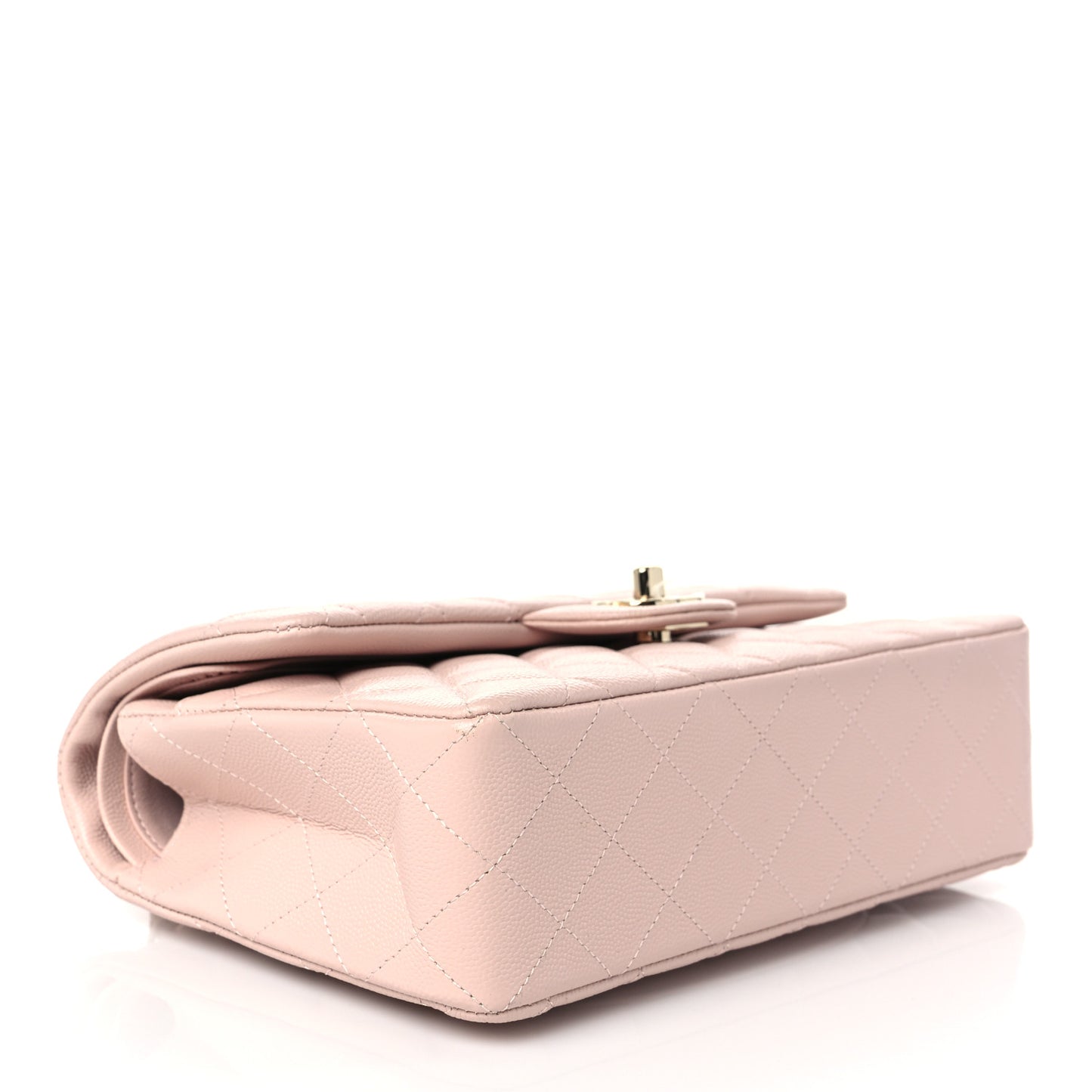 Caviar Quilted Small Double Flap Light Pink