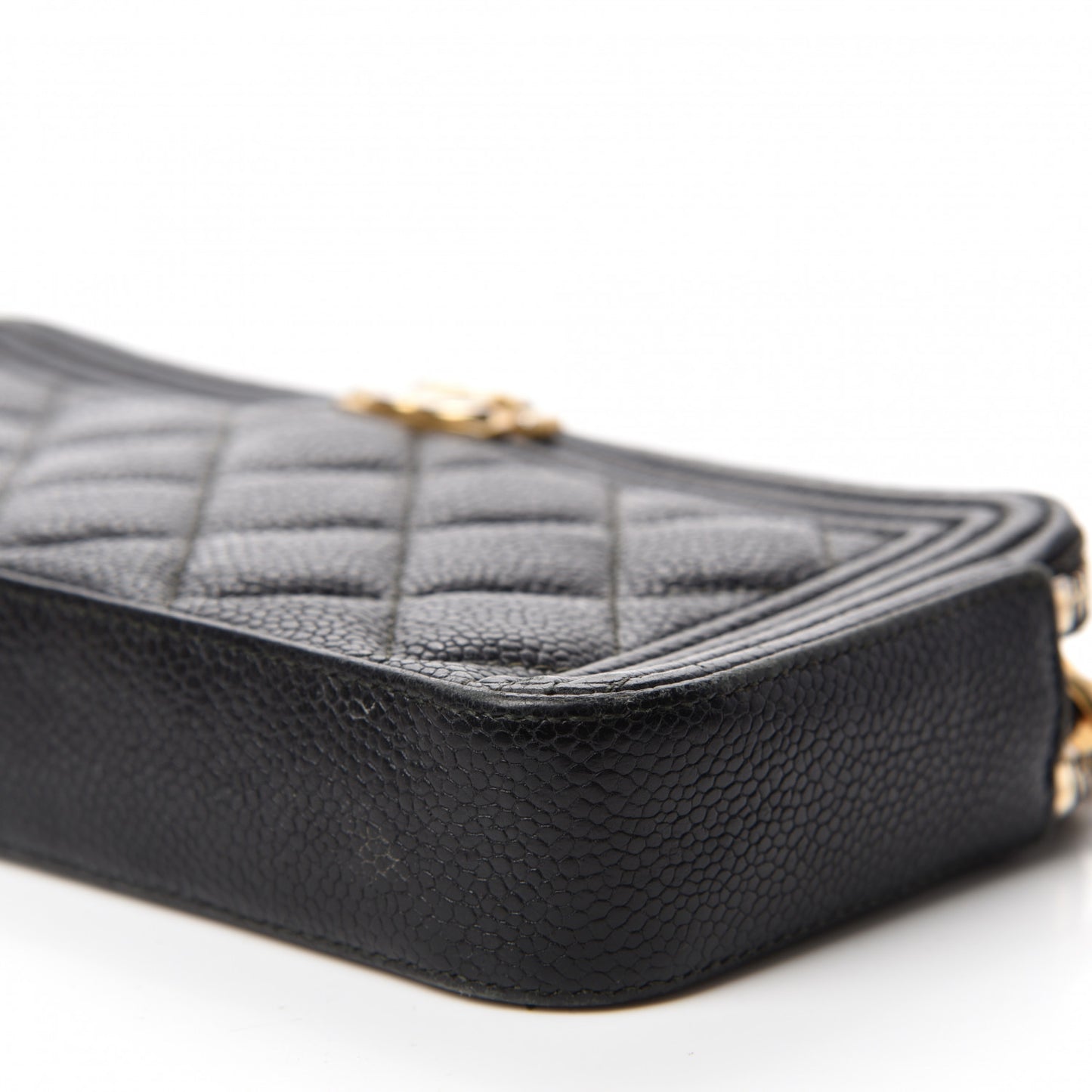 Caviar Quilted Small Boy Clutch With Chain Black