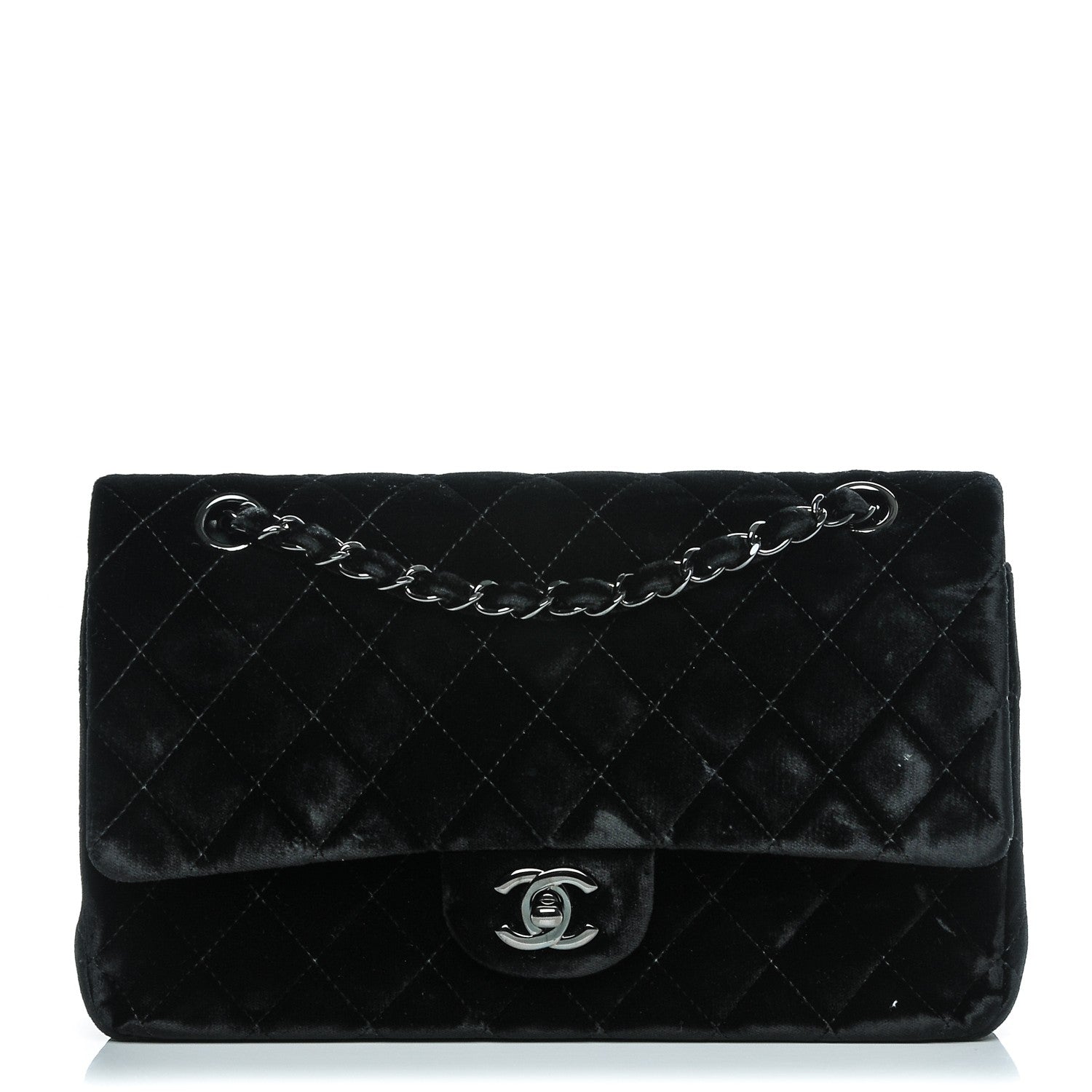 Chanel Velvet Quilted Medium Double Flap Black 1 of 8