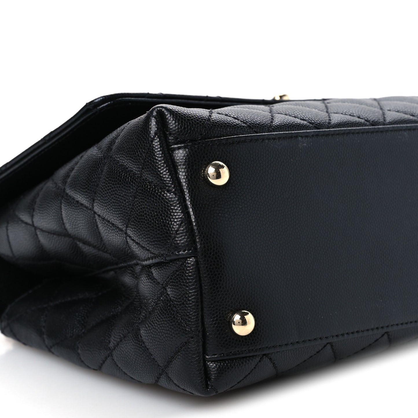 Caviar Quilted Small Coco Handle Flap Black