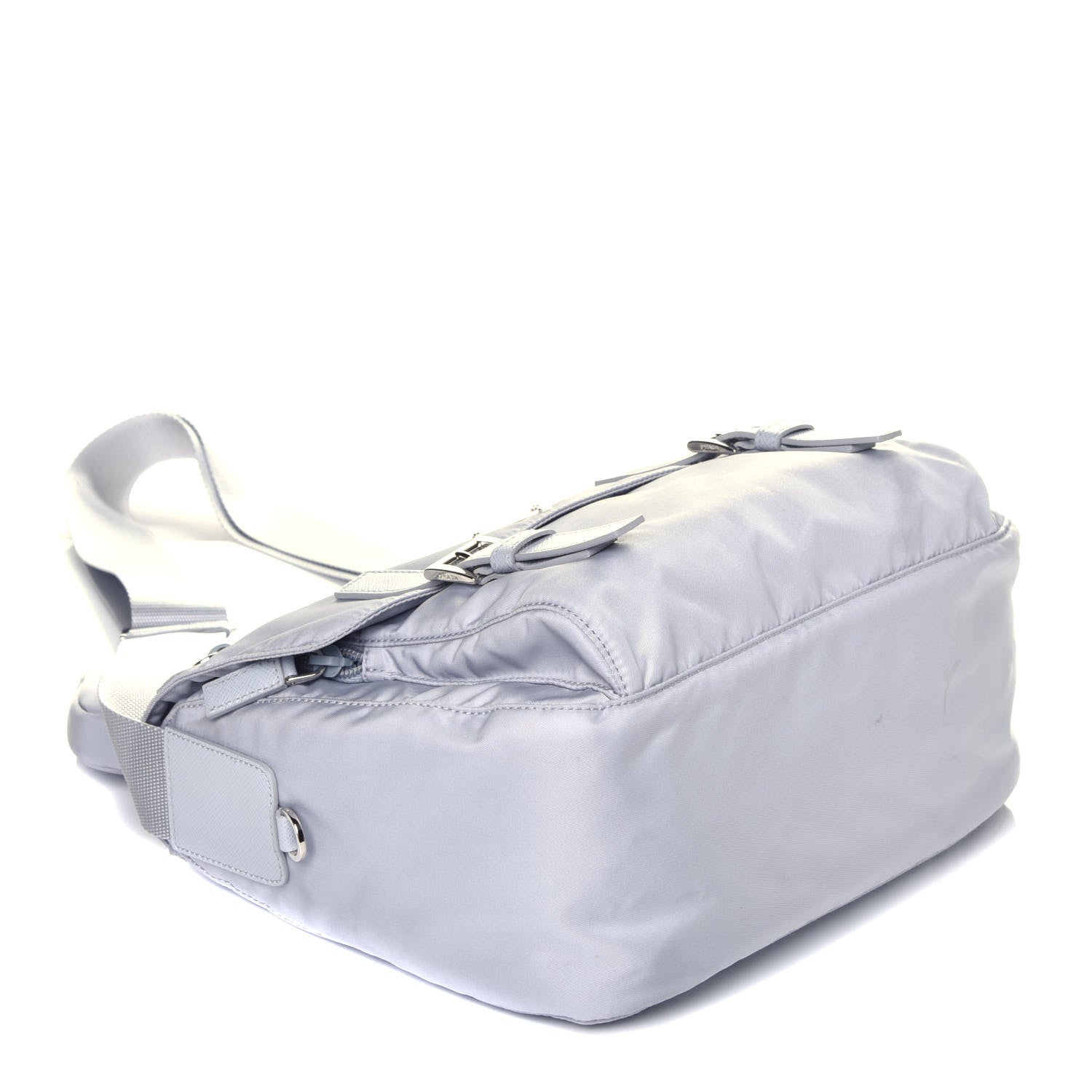 Prada Re-Nylon Vela Saffiano Pocket Double Buckle Messenger Shoulder Bag Fiordaliso 4 of 9