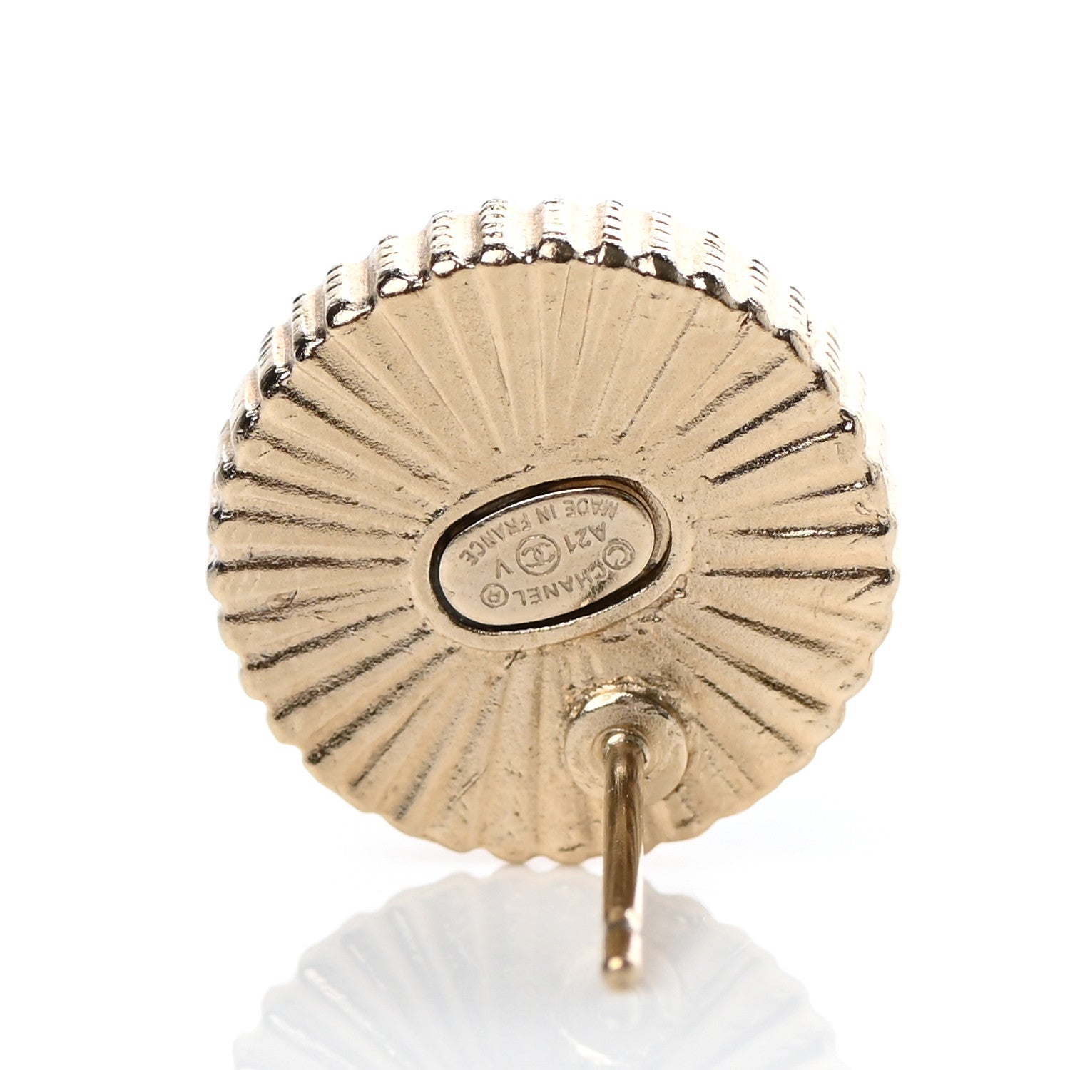 Chanel Resin CC Round Earrings Gold Black 4 of 4