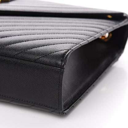 Saint Laurent Grain De Poudre Matelasse Chevron Large Monogram Satchel Black 8 of 9