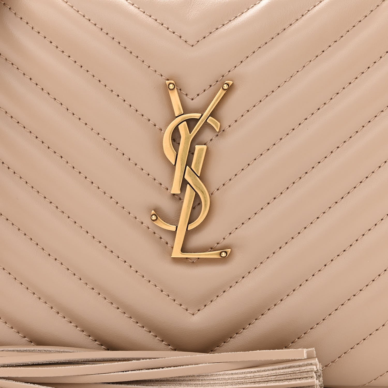 Saint Laurent Calfskin Matelasse Monogram Lou Camera Bag Dark Beige 8 of 10