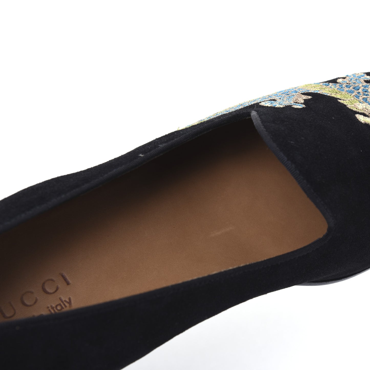 Suede Dragon Embroidered Mens Loafers 11 Black