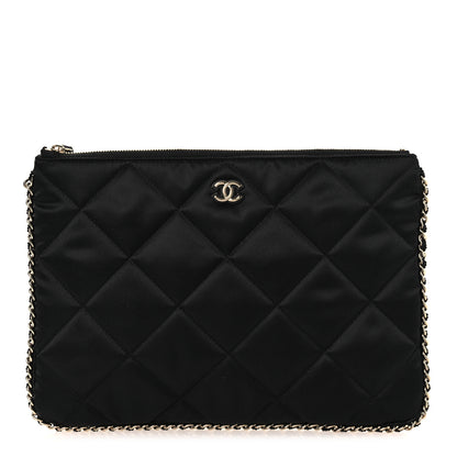 Chanel Satin Quilted Chain Around Medium Cosmetic Case Black 1 of 12