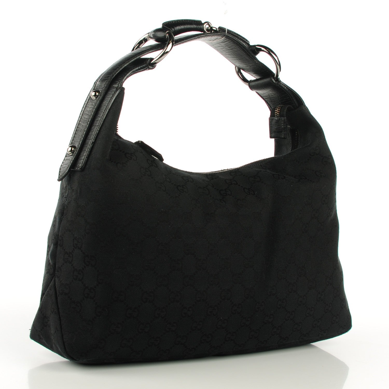 Gucci Monogram Medium Horsebit Chain Hobo Black 3 of 7