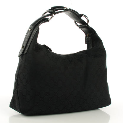 Gucci Monogram Medium Horsebit Chain Hobo Black 3 of 7