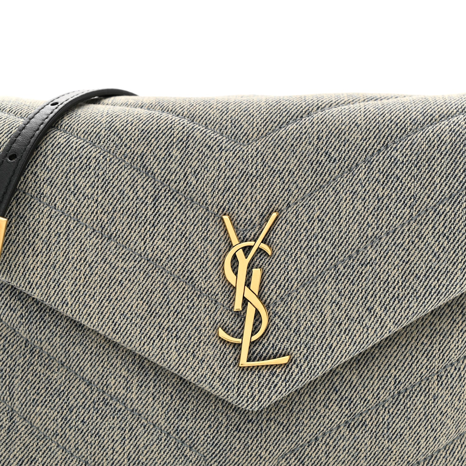 Saint Laurent Denim Y Quilted Monogram Toy Loulou Crossbody Bag Grey 8 of 11