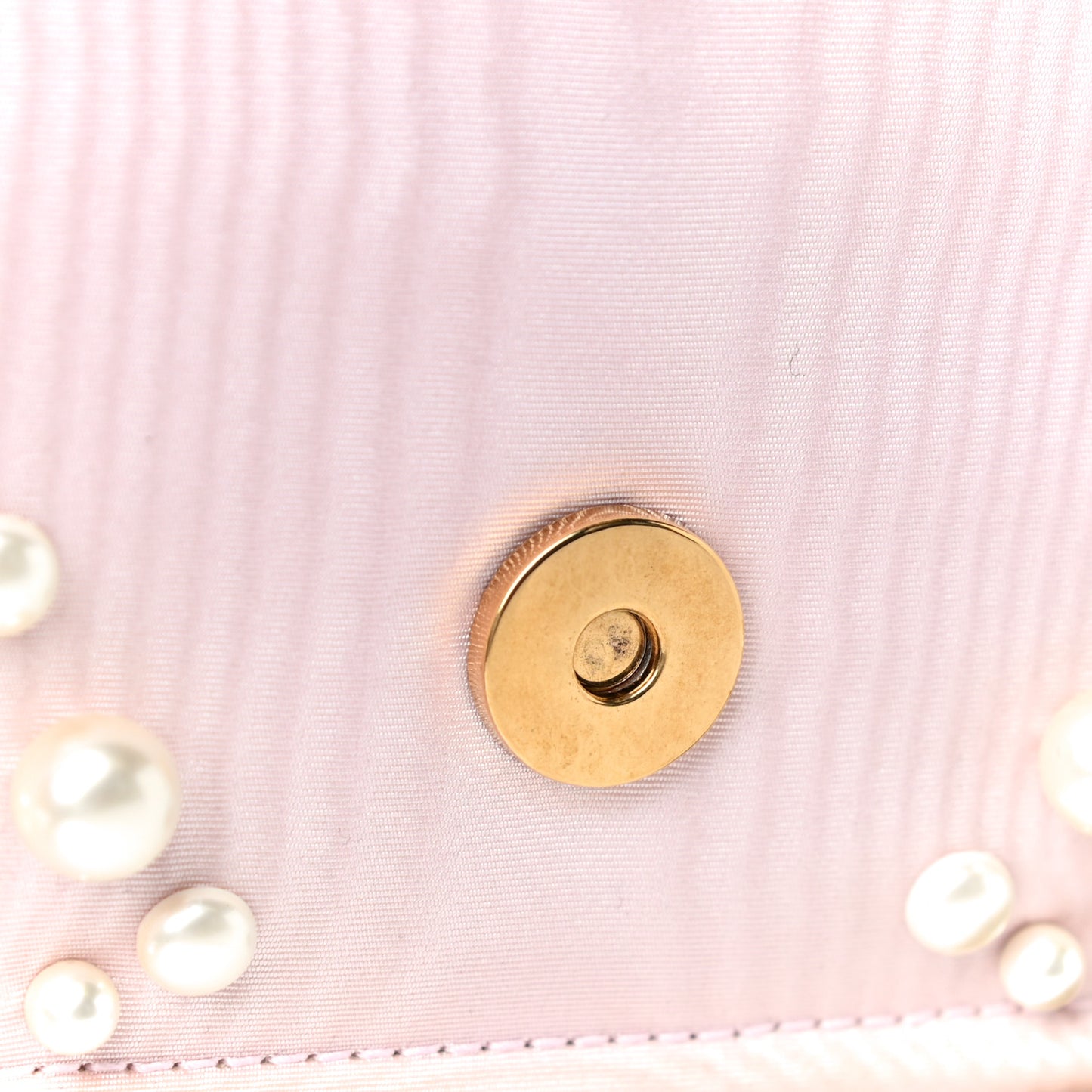 Moire Pearl Embellished Small Devotion Top Handle Bag Pink