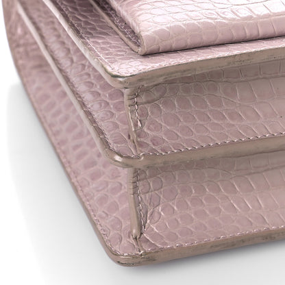 Saint Laurent Calfskin Crocodile Embossed Medium Monogram Sunset Powder Pink 8 of 11