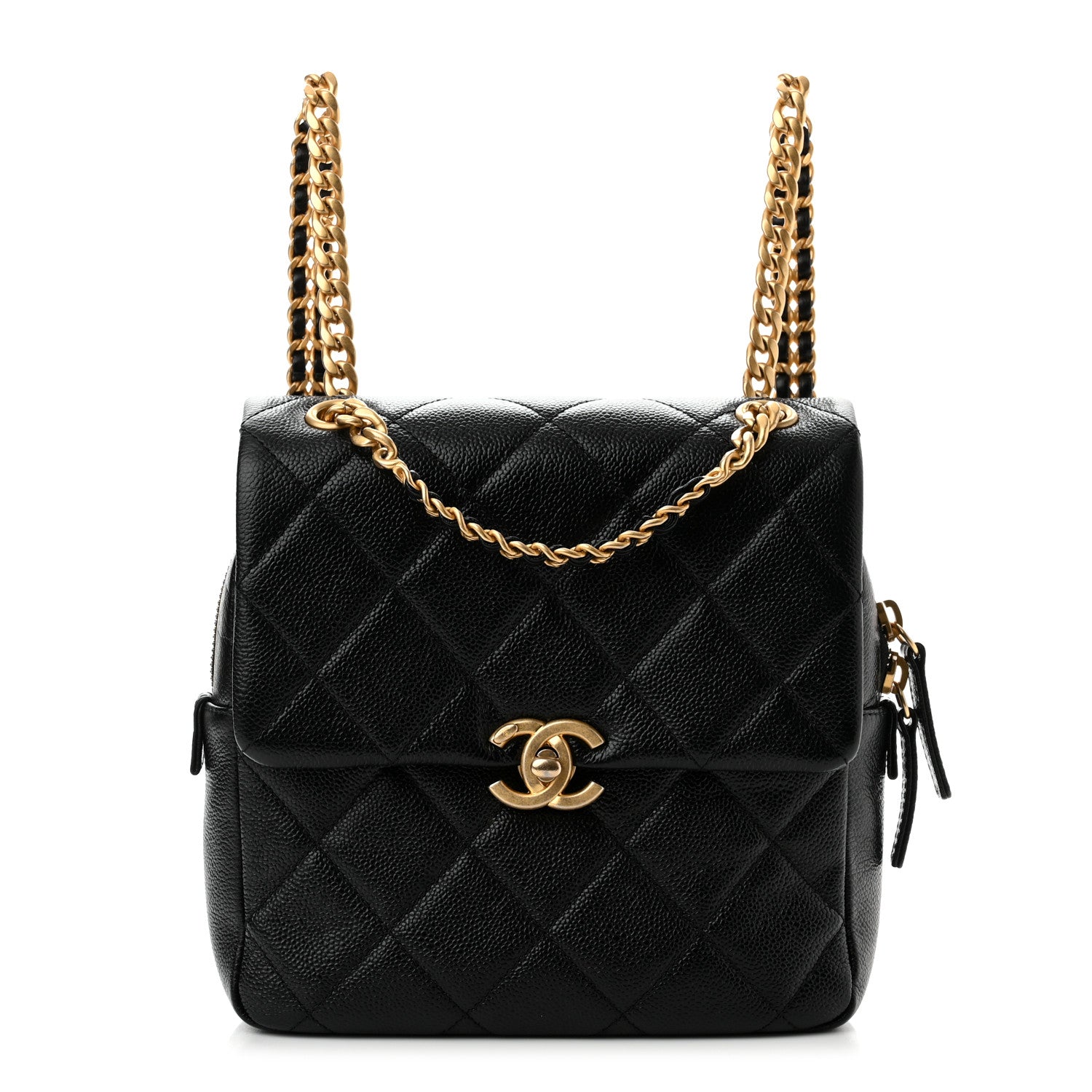 Chanel Shiny Caviar Quilted Chain Melody Backpack Black 1 of 11