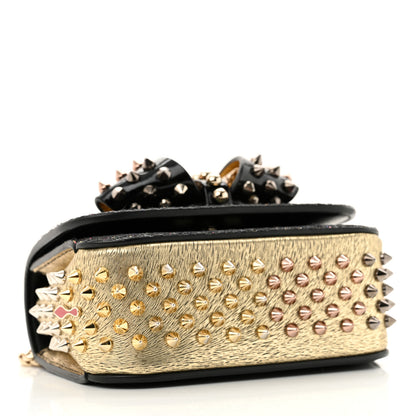 Christian Louboutin Glitter Calfskin Spikes Sweety Charity NV Crossbody Gold 4 of 11