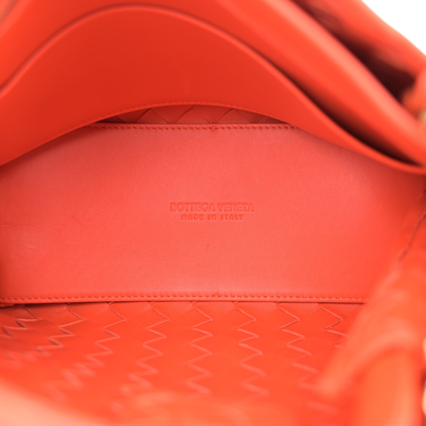 Nappa Intrecciato Small Andiamo With Chain Shoulder Bag Orange